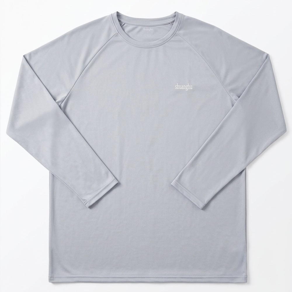NWOT Shuanghu Men's Long-Sleeve Performance Tee - Ice Gray Size XXL